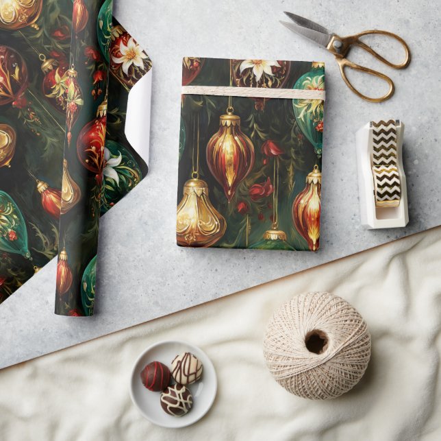 Blommigten Ornaments Mönster Presentpapper (Hantverk)