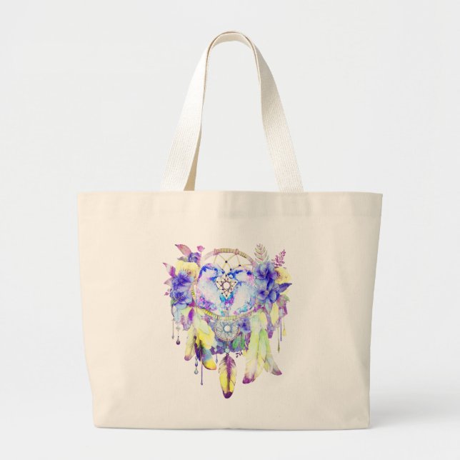 Blommigten Otter Dreamcatcher Blue Gult Jumbo Tygkasse (Framsidan)