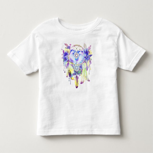 Blommigten Otter Dreamcatcher Blue Gult T Shirt (Framsida)