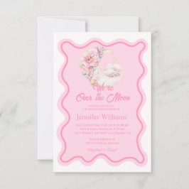 blommigten över måne rosa vågigt barnsköljning av  inbjudningar