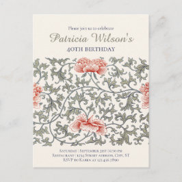 Blommigten på födelsedagen William Morris stil CC1 Inbjudan Vykort