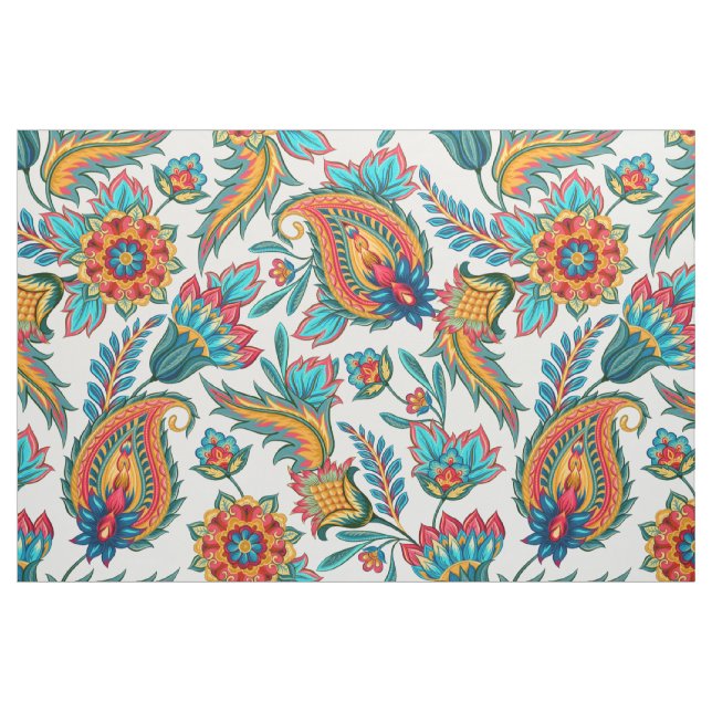 Blommigten Paisley för Vintagen Färgvattenfärger Tyg (Yard)