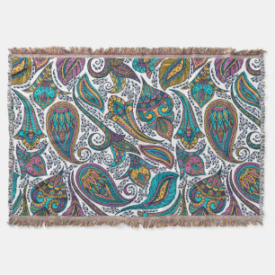 Blommigten Paisley Mönster, färglös etnisk Vintage Filt