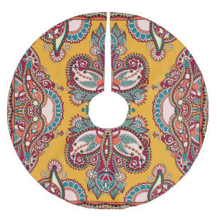 Blommigten Paisley: Traditional Bandanna Julgransmatta Borstad Polyester