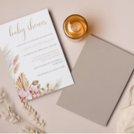 Blommigten Pampas Grass för budgetpost Boho Baby S Inbjudningar