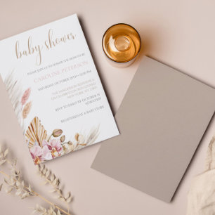 Blommigten Pampas Grass för budgetpost Boho Baby S Inbjudningar