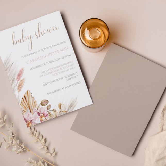Blommigten Pampas Grass för budgetpost Boho Baby S Inbjudningar (Skapare uppladdad)