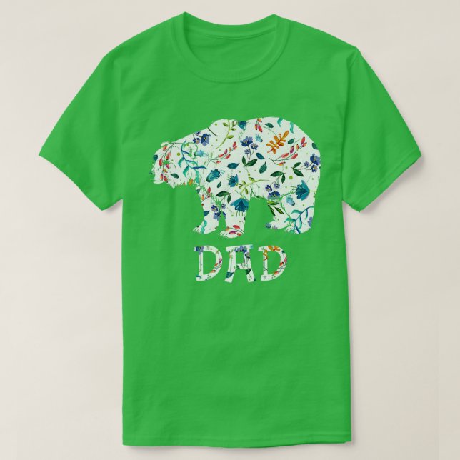 Blommigten Pappa Bear ger matchande familjeflytt P T Shirt (Design framsida)