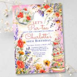 Blommigten Par Tea Party Birthday Inbjudningar