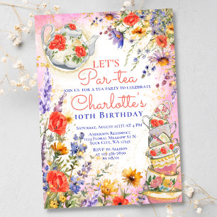 Blommigten Par Tea Party Birthday Inbjudningar