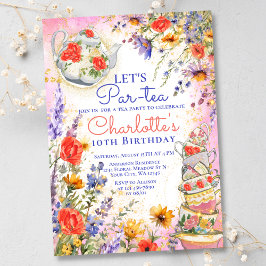 Blommigten Par Tea Party Birthday Inbjudningar