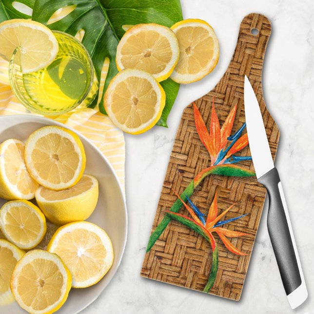 Blommigten Paradise Bird (Bird of Paradise Flowers Paddle Style Glass Cutting Board)