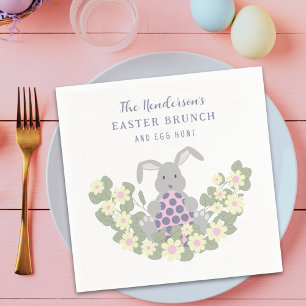 Blommigten påsk Brunch och Egg Hunt Bunny Pappersservett