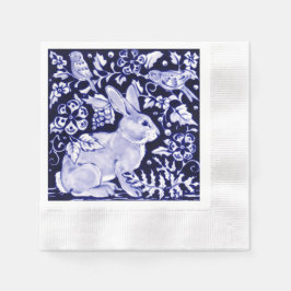Blommigten påsk Navy Blue & White Rabbit Bunny Bir Pappersservett