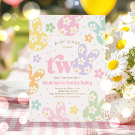 Blommigten Pastel Vår 2:a födelsedagen i Bunny Dai Inbjudningar
