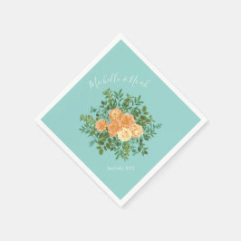 Blommigten Peach Aqua Teal Bröllop Ro Pappersservett
