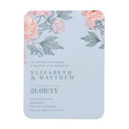 Blommigten Peach Dusty Blue Sage Löv Bröllop Magnet