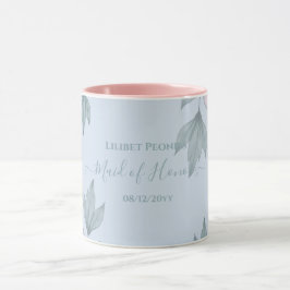 Blommigten Peach Dusty Blue Sage Löv Bröllop Mugg