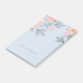 Blommigten Peach Dusty Blue Sage Löv Bröllop Post-it Block
