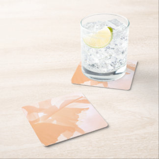 Blommigten Peach Fuzz-Abstrakt Papper Underlägg Kvadrat