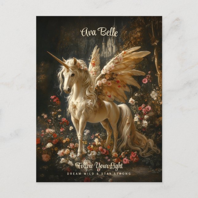 Blommigten Pegasus Encouragement för vitskog Vykort (Framsida)