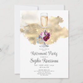 Blommigten Pension Party Champagne Glitter Inbjudningar