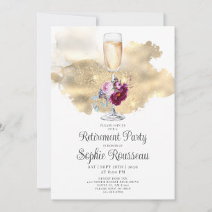 Blommigten Pension Party Champagne Glitter Inbjudningar