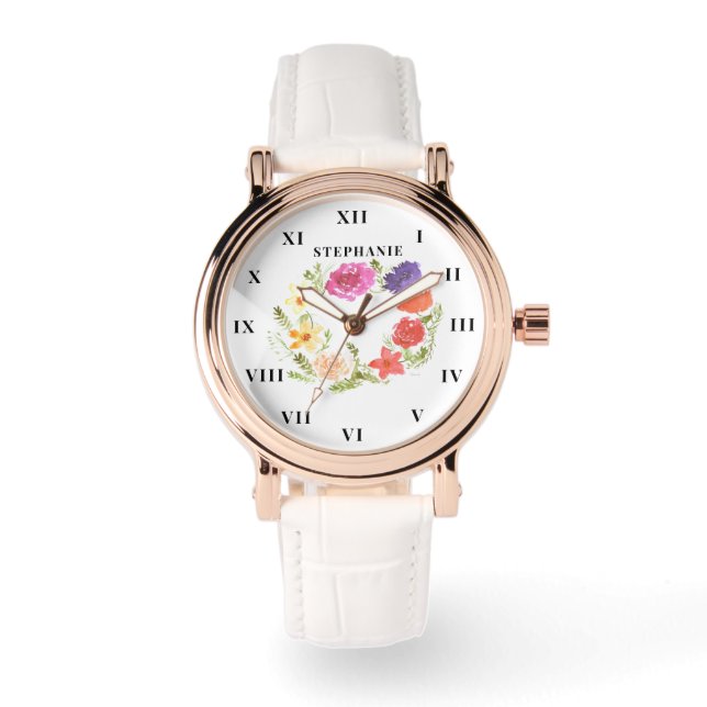 Blommigten Peony Modern Armbandsur (Framsida)
