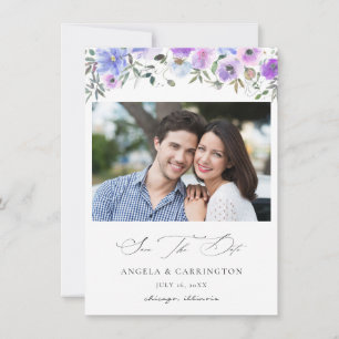 Blommigten Peri & Lila Spara datumfoto Datumet