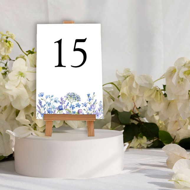 Blommigten Periwinkle Wildblomma Bröllop Bordsnummer (Wedding Table Number from my Lilac + Periwinkle Wildflower Wedding Collection
)