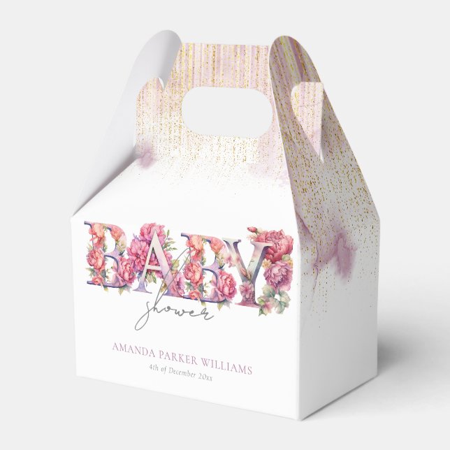 Blommigten Personlig för babyskor Brev Presentaskar (Framsidan Sidan)