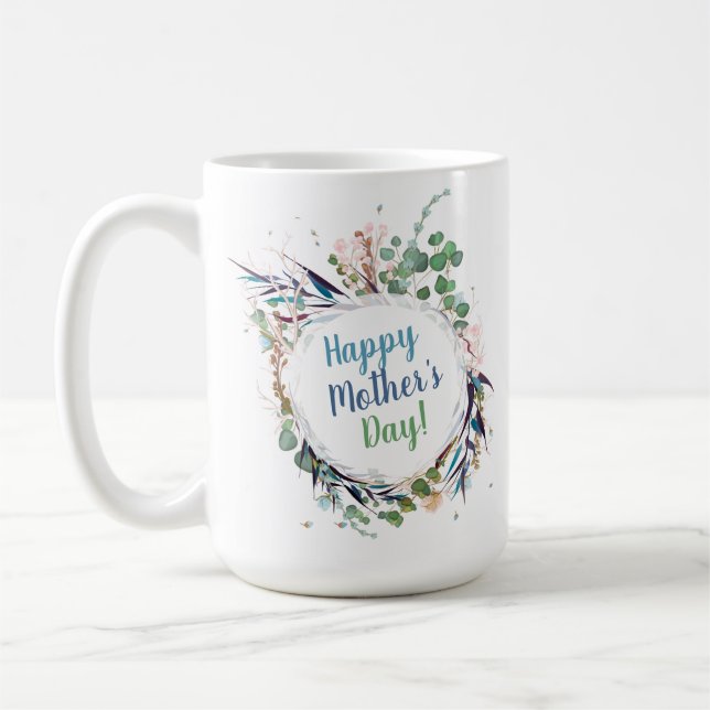 Blommigten personlig Lycklig Mors dag Elegant Kaffemugg (Vänster)