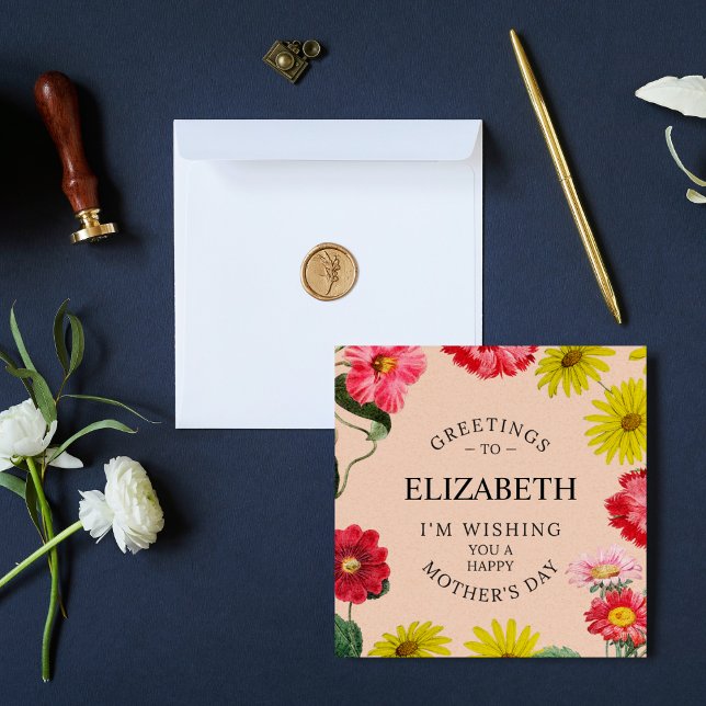 Blommigten personlig Namn-Mors dag Önskemål Julkort (Skapare uppladdad)