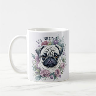 Blommigten personlig Tryckfärgsfärg för Pug Waterc Kaffemugg
