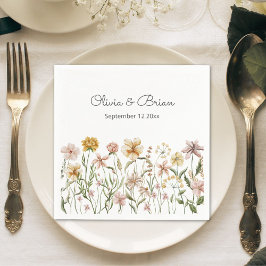 Blommigten personlig Watercolor Wildblomskugga Pappersservett