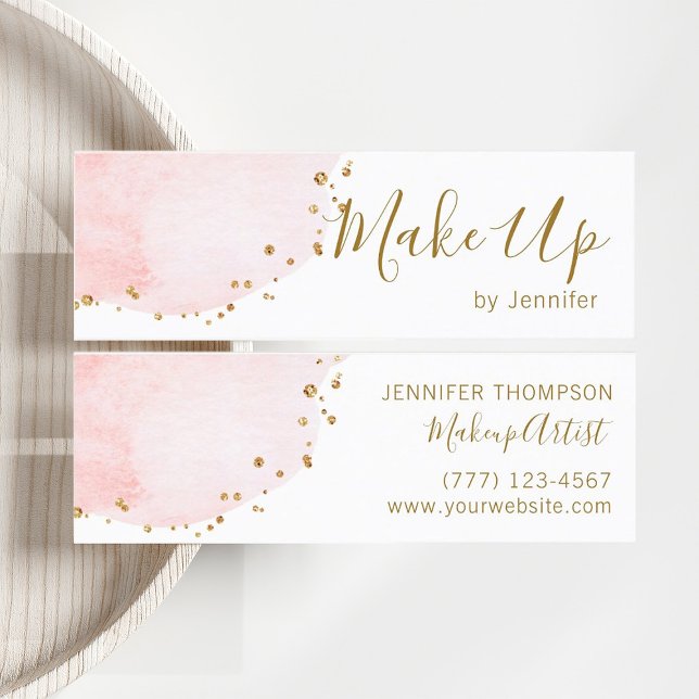  Blommigten Petal Guld Glitter-punkter Mini Visitkort (Front & Back)