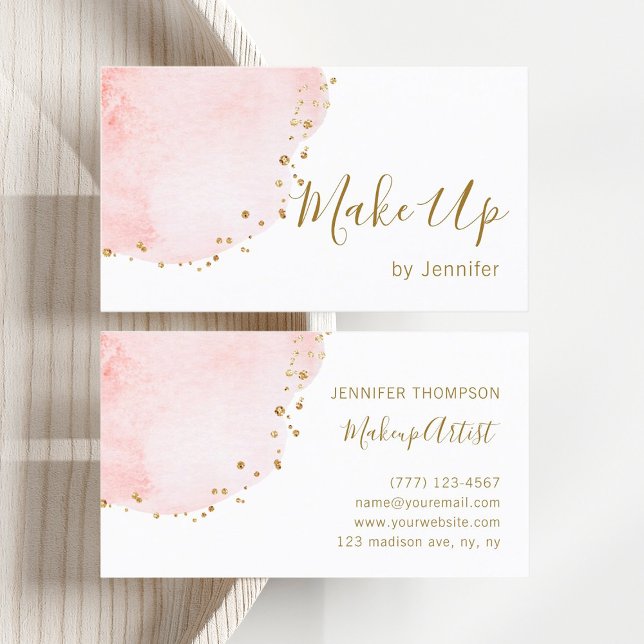  Blommigten Petal Guld Glitter-punkter Visitkort (Front & Back)