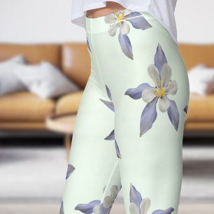 Blommigten Petals Mönster i den känsliga Grönten Leggings