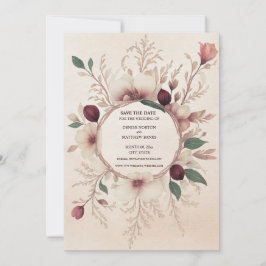 Blommigten Photo Back Burgundy och Cream Spara Datumet