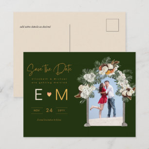 Blommigten Photo Bröllop spara datum Emerald Grönt Vykort