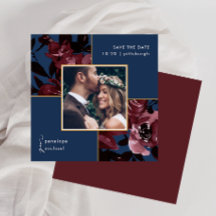 Blommigten Photo Bröllop, vacker blå vattenfärg, r