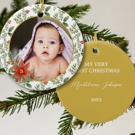 Blommigten Photo Gift första jul Julgransprydnad Keramik