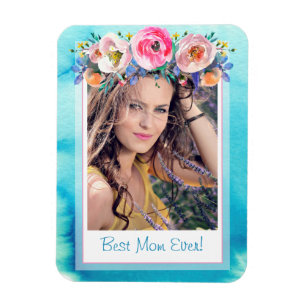 Blommigten Photo Template Best Mamma någonsin Magnet