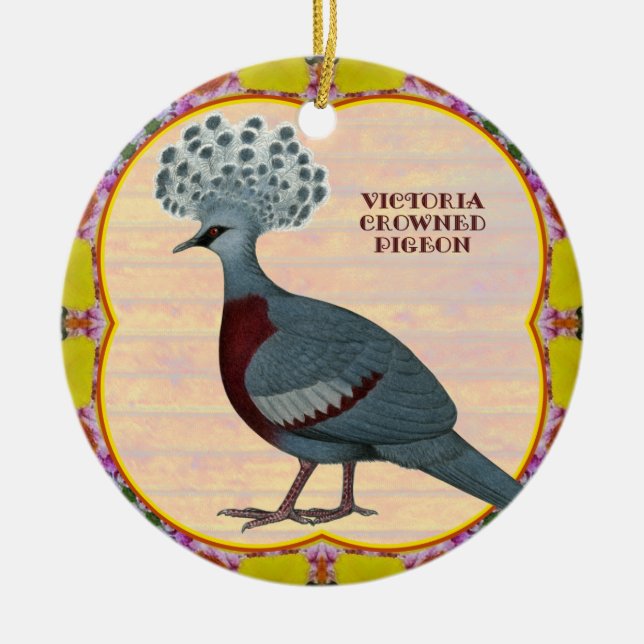 Blommigten Pigeon Julgransprydnad Keramik (Framsidan)