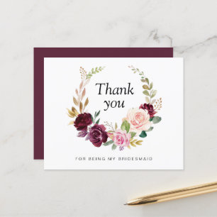 Blommigten Plum och lila Bridesmaid Tack för ditt