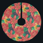 Blommigten Poinsettias jul Julgransmatta Borstad Polyester<br><div class="desc">Röda och guld poinsettias och löv finns på denna unika kjol i anpassningsbar träd. MATCHING-objekt i vår samling.</div>