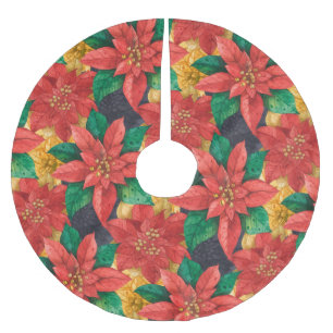 Blommigten Poinsettias jul Julgransmatta Borstad Polyester