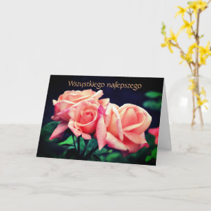Blommigten polska Birthday Sto Lat Rosenknopps Kort