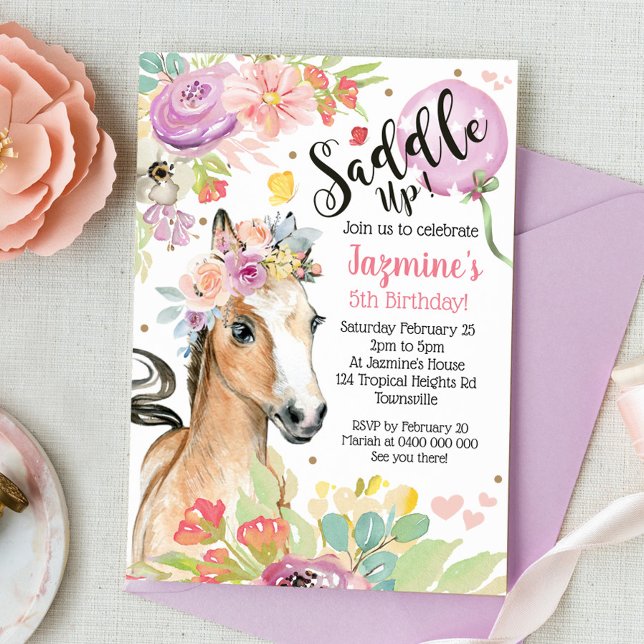 Blommigten Pony Inbjudan för inbjudan till häst på (Skapare uppladdad)