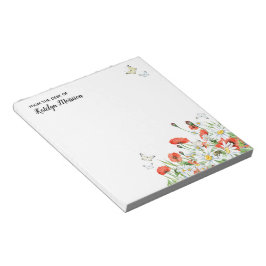 Blommigten Poppies, Wildblommor och Butterflies Anteckningsblock